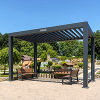 Pergola en aluminium Jiake 6063-T5 avec toit à lames motorisées pour village miniature, jardin, patio, espace extérieur, gazebo, pavillon