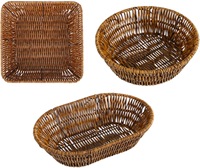 Petits paniers en osier, paniers à pain pour le service, organisateur décoratif de stockage de nourriture de casse-croûte de fruit de rotin tissé à la main pour la cuisine
