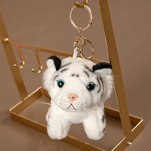 Suave 10cm Tigre Conejo Panda Animal de peluche de juguete lindo llavero de peluche y encanto de mochila - Product Image 4