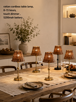Lampe de table en rotin tressé à la main, portable, fonctionnant sur batterie USB, lanterne d'ambiance pour restaurants et événements