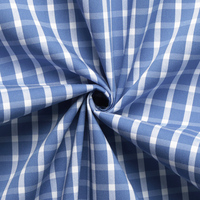 Tela Elástica Teñida con Hilo 50S, de Algodón, Nailon y Spandex, con Rayas Azules y Cuadros, para Camisas de Hombre y Mujer