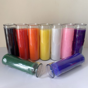 Toptan 7 gün dua mum uzun yanan kokusuz dini cam kavanoz mum - Product Image 4