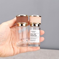 Botella de Perfume de Vidrio de Lujo de 20 ml al por Mayor, Botella de Fragancia Vacía con Tapa de Cuero