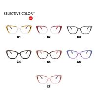 Gafas de Moda para Mujer, Diseño Retro de Ojo de Gato, Combinación de Colores, Anti Luz Azul, Montura Completa, Diseños de Monturas Ópticas para Miopía