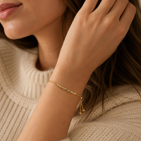 Bracelet ajustable Mylove en laiton plaqué or 18 carats avec cabochon ovale en nacre et chaîne maille forçat pour femme – Bijoux de mode