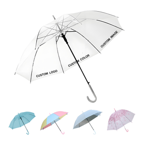 Customized LOGO Straight Handle Umbrella Wholesale Portable Color Advertising Gift Transparent Umbrella