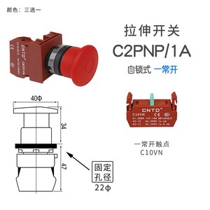 Interrupteur à bouton-poussoir autobloquant CNTD Changde C2PNP 22 Ouverture - Product Image 3