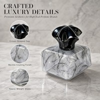 Flacon de parfum en verre à texture marbre mat de luxe avec impression sérigraphique et marquage à chaud