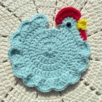 Sous-verre en laine crocheté à la main, motif poulet tricoté, design de dessin animé, style créatif, tissu poussin tissé à la main