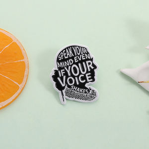 Habla tu mente Incluso si tu voz tiembla esmalte Pin feminismo mujeres poder famosa cita broche insignia joyería regalo al por mayor - Product Image 2