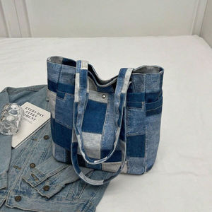L'usine peut personnaliser des sacs à main en toile denim tendance pour femmes avec des sacs de shopping de grande capacité. - Product Image 3