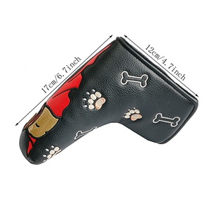 OEM ODM consegna rapida all'ingrosso Logo personalizzato nuovo Design pelle PU ricamo cani lama magnetica copri testa da Golf - Product Image 2