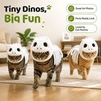 Costume de dinosaure lumineux pour animaux de compagnie, tenue de cosplay mignonne, accessoire photo pour fête d'Halloween, décoration pour petits animaux