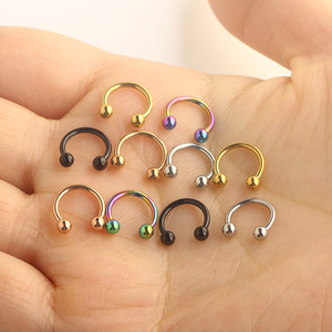 Anneaux de Septum de nez en fer à cheval en acier chirurgical, Piercing, balles et pointes, Cartilage, Helix, <span class=keywords><strong>Tragus</strong></span>, <span class=keywords><strong>boucle</strong></span> d'oreille, cerceau, sourcils, lèvre P, 16G - Product Image 3