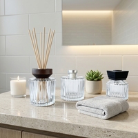 Bouteille diffuseur de parfum cylindrique en verre transparent personnalisée et élégante de 120 ml, 150 ml, 250 ml, flacon vide pour parfum d'ambiance