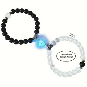2pcs Set Couple <strong>Bracelets</strong> for Lovers Grow in Dark Heart Luminous Magnetic <strong>Matching</strong> Friendship <strong>Bracelet</strong> Gifts Jewelry - Product Image 6