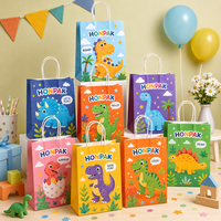 Sac cadeau personnalisé pour fête à thème dessin animé avec impression dinosaure et poignée en corde pour emballage de cadeaux d'anniversaire pour enfants HONPAK