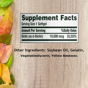 120 cápsulas blandas para adultos de suplemento de biotina que contiene <span class=keywords><strong>1000</strong></span> miligramos de biotina apoya el cuidado de la piel de las uñas del cabello - Product Image 3