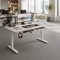 Bureau de travail électrique réglable en hauteur en bois massif pour jeux et ordinateur, idéal pour le bureau à domicile