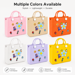 Bolsa de Mano Grande Impermeable con Apliques de Dibujos Animados, de Fieltro No Tejido Blanco, Ligera, Informal, para Uso Diario, con Dos Asas y Parte Superior Abierta - Product Image 6