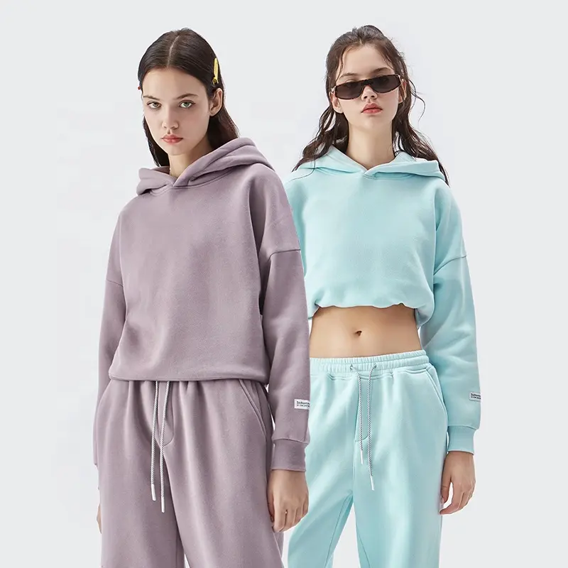 INFLATION hauts à capuche pour femmes Premium Blank hoodies OEM vêtements personnalisés sweat à capuche court