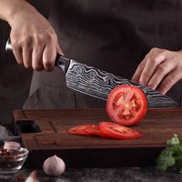 Couteau Santoku japonais professionnel de 5,5 pouces en acier à haute teneur en carbone AUS8 7Cr17 avec manche en bois Pakka pour la cuisine