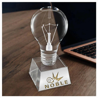 Trophée d'ampoule Edison en cristal optique Noble Free Mold avec Logo personnalisé Base Crystal Innovation Awards