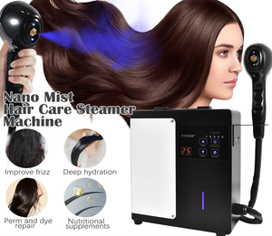 R Nano Mist Cheveux Soins Vapeur Machine Salon De Coiffure Vapeur Pistolet Bleu Lumière Négative <span class=keywords><strong>Ion</strong></span> Micro Brume Machine Nano Pistolet À Vapeur - Product Image 1