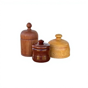 Pot à miel en bois artisanal avec couvercle à clapet et poignée, design classique, compatible chauffage et lave-vaisselle, récipient de rangement pour cuisine - Product Image 6