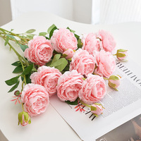Judul Utama: Buket Mawar Peony Buatan 3 Tangkai Bunga Sutra Bunga Peony Palsu Buket Pernikahan Dekorasi Rumah Ruang Tamu Grosir