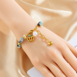 Fashion Charm Bracelet Natural Stone Beaded Zinc Alloy Women's Jewelry Gift Autumn Winter New Arrival - Product Image 3