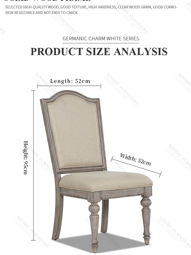 American Nordic Family DiningTtable Chair Retro Back Chair 2021 New Full Solid Wood Armrest Cloth Dining Chair