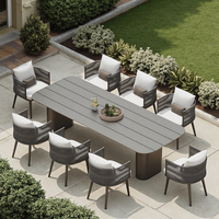 Ensemble de table de meubles de jardin Chaise de salle à manger en corde pour l'extérieur Ensemble de salle à manger pour patio en aluminium Ensemble de table et chaises de jardin pour hôtel
