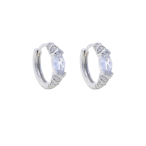 Aguja de plata 925 Bling chapado en rodio Hip Hop moda mujeres hombres joyería Micro Pave 5A CZ Marquesa pequeño Hugge aro pendiente - Product Image 3