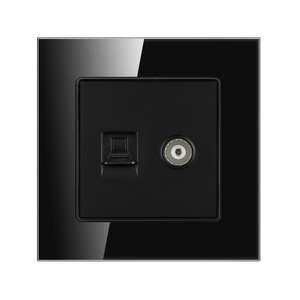 Ordinateur généraliste 2 interfaces, panneau en verre de 86 mm, adaptateur de module CAT5E, prise murale, double port réseau RJ45, prise LAN - Product Image 1