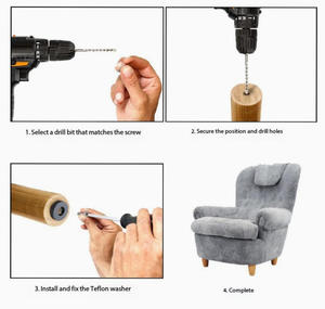 Glissières de meubles circulaires en PTFE avec vis, réutilisables, pour tapis, carrelage, bois dur (bleu grisâtre) - Product Image 5