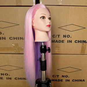 Tête de mannequin avec cheveux 24 "-26" tête de formation de coiffure mannequin cosmétologie tête de poupée fibre synthétique cheveux coiffure - Product Image 6