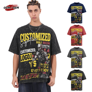 T-Shirt Oversize Personalizzate da <span class=keywords><strong>Uomo</strong></span> in Cotone 100% 300 Grammi con Lavaggio Acido, Stile Streetwear con Stampa Integrale dal Produttore - Product Image 1