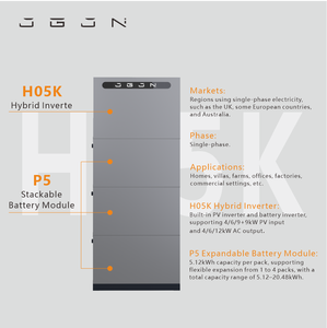Batterie de stockage empilable H05k 5kWh à 20kWh 48V 51.2V 100Ah 200Ah pour alimentation de secours domestique tout-en-un avec hybride CE H05k Ultra Mince - Product Image 3