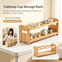 Étagère de rangement pour bouteilles en bambou naturel, support à bouteilles multi-niveaux pour comptoir, organisateur de bouteilles d'eau pour armoire de cuisine