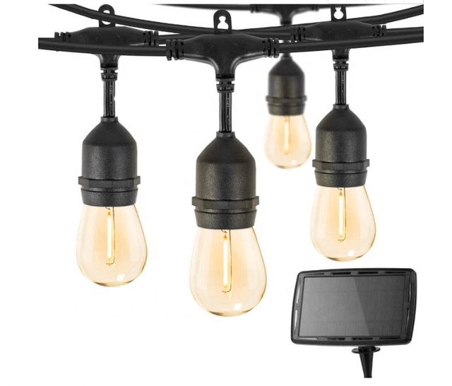 Solar Powered String Light 10 LED Bulbs Hanging Indoor Outdoor Garden Lights for Patio Bistro Cafe