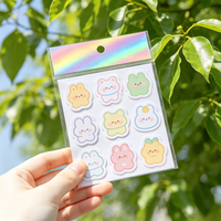 Rouleau d'autocollants en vinyle PVC imperméables personnalisés en gros, motif lapin arc-en-ciel, couleurs vives, durables, résistants à la déchirure, étiquettes adhésives de dessin animé