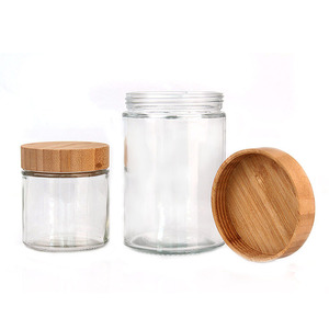 الأكثر مبيعاً برطمان زجاجي مستدير لتخزين البسكويت مع غطاء من خشب البامبو لأطعمة ، ، ، من خشب البامبو - Product Image 4