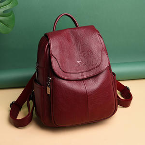 High Quality Soft Leather Flip Shoulder Bag <b>Travel</b> <b>Backpack</b> Korea Style <b>Women</b> Simple Casual <b>Backpack</b> Bag - Product Image 1