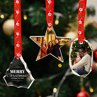 Ornements de Noël en gros pendentif en verre personnalisé clair Sublimation cristal blanc artisanat ornements d'arbre de Noël