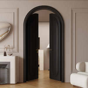 Puerta de madera arqueada de lujo con diseño doble francés de arco tallado a mano para entrada de Villa - Product Image 5