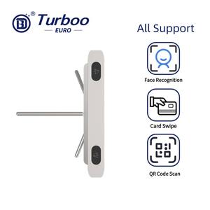 높은 안전 완전 자동 얼굴 인식 QR 액세스 제어 스테인레스 스틸 보행자 슬림 반 높이 삼각대 개찰구 게이트 - Product Image 3