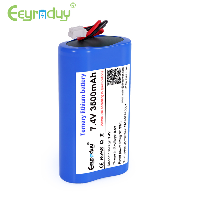 7.4V 3500mAh lithium battery pack with 2S rechargeable for railway projects, LED lights, robots, portable electronic devices