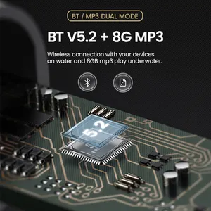 IP68防水水泳トレーニングイヤホンヘッドセット8GBメモリ付きBluetoothワイヤレス骨伝導ヘッドフォンMp3