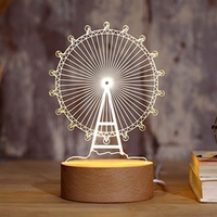 Base de lumière de nuit LED en bois massif avec lampe de table USB Cristal DIY lumière ronde télécommande Base de lumière en bois